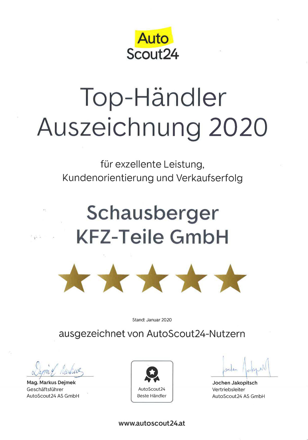 Auszeichnung Autoscout 2020