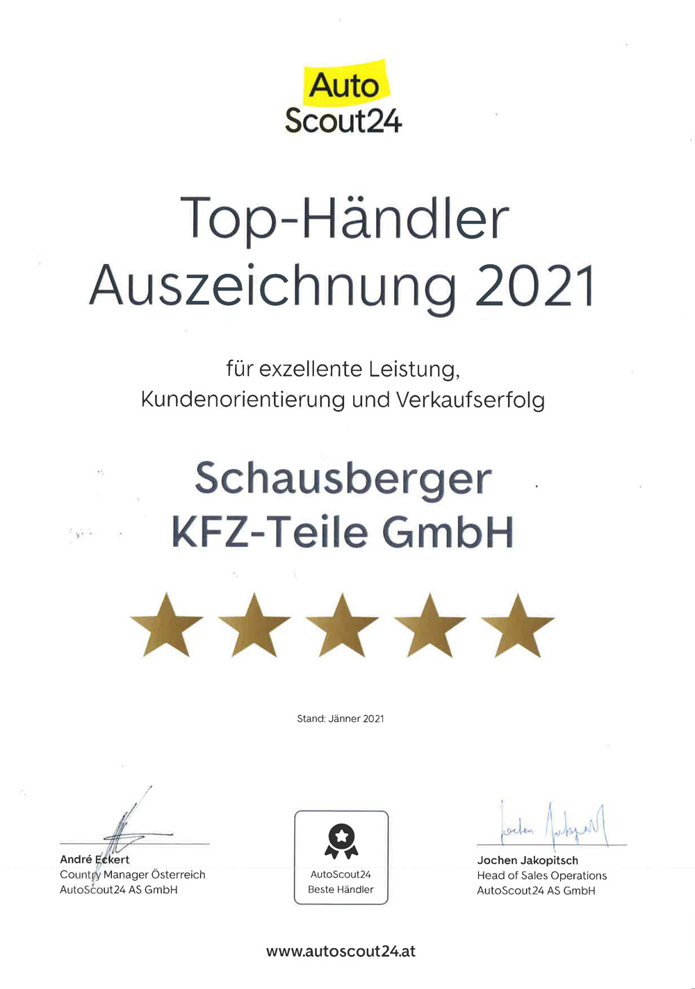 Auszeichnung Autoscout 2021